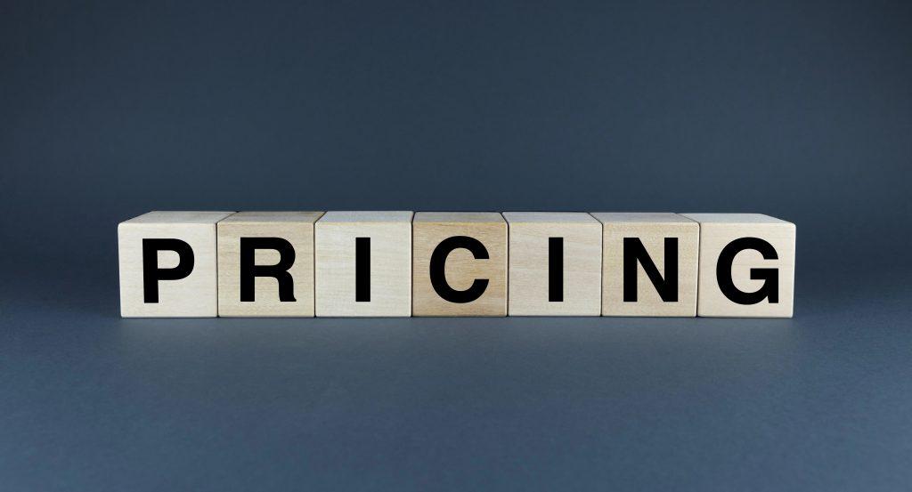 Decorative block letters spelling out Pricing representing virtual CFO service costs