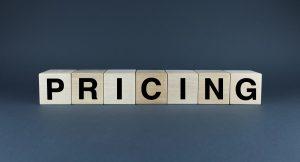 Decorative block letters spelling out Pricing representing virtual CFO service costs